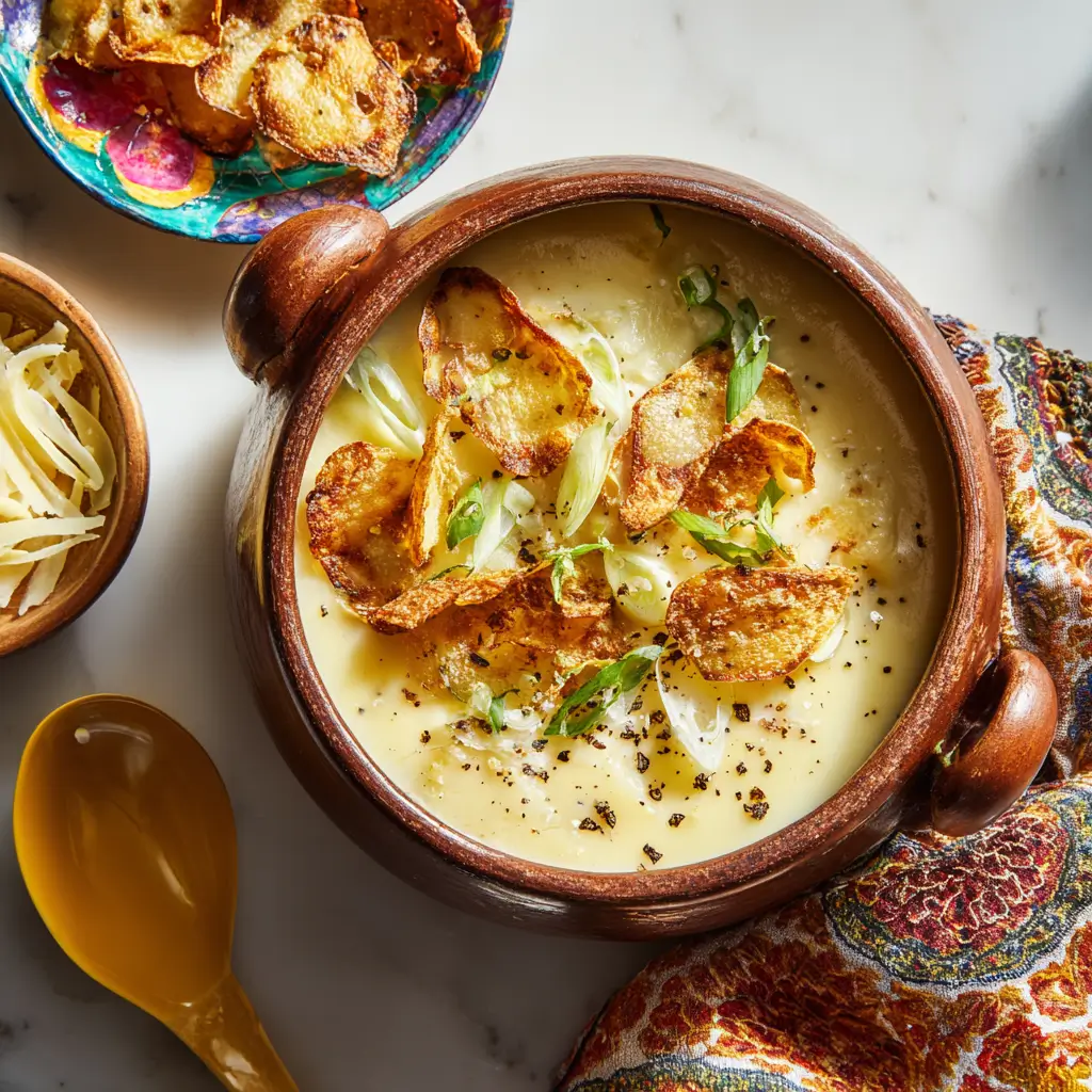 Baked Potato Soup with Crispy Toppings Recipe