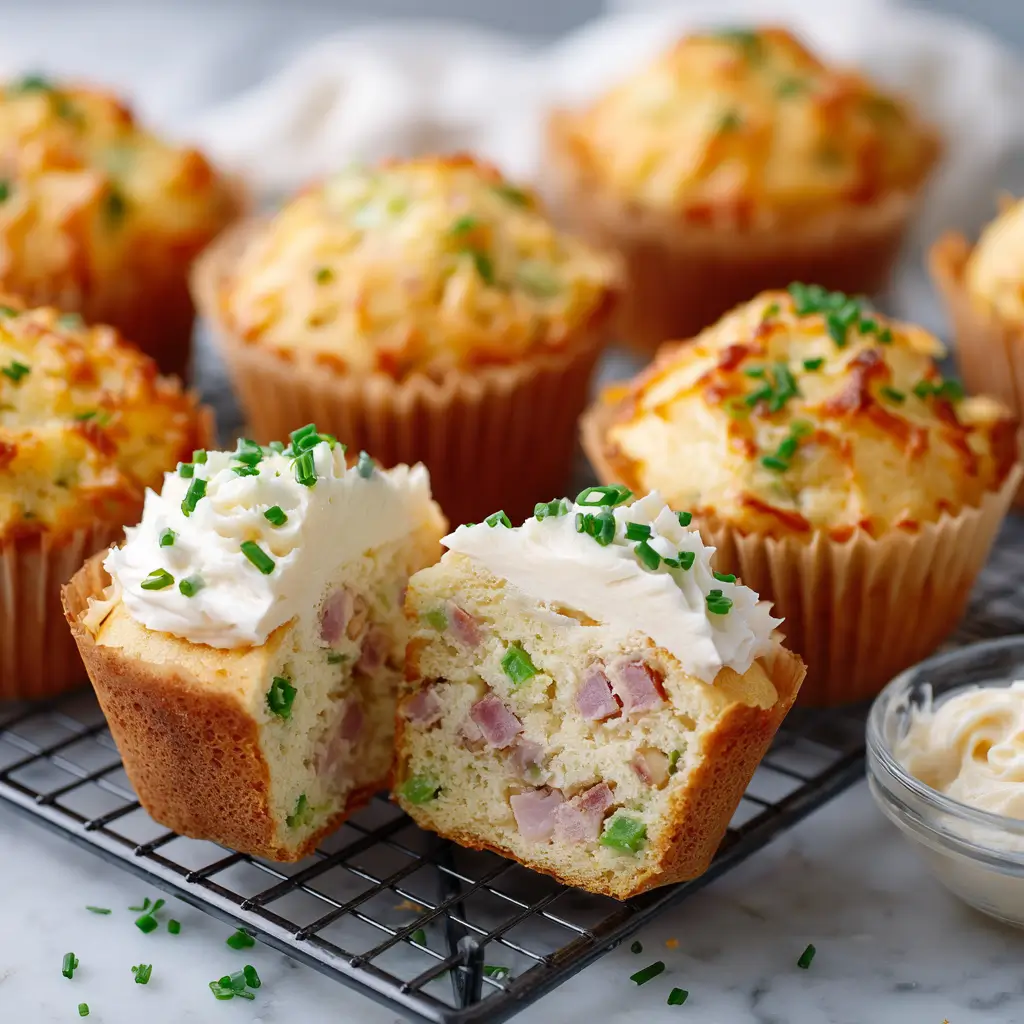 serving ham and cheese breakfast muffins with butter and honey
