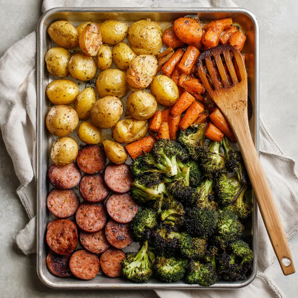 Maple Roasted Chicken Apple Sausage with Veggies – Easy Fall Dinner