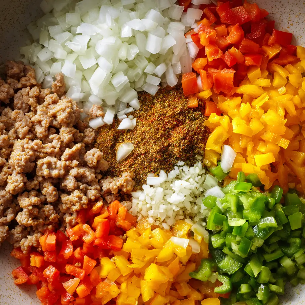 Ingredients for Chipotle Ground Turkey Skillet Meal Prep laid out on table
