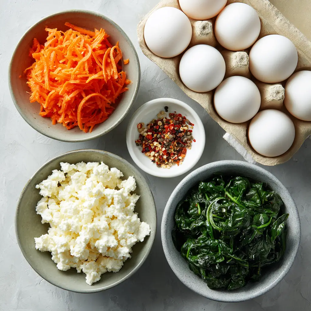 Cottage cheese and eggs on a wooden counter for making Cottage Cheese Egg Bites