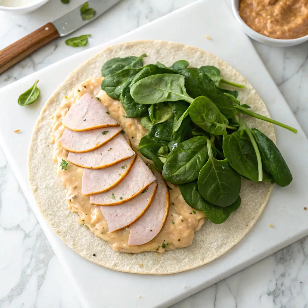 Rolling Easy Turkey Pinwheels Meal Prep step-by-step