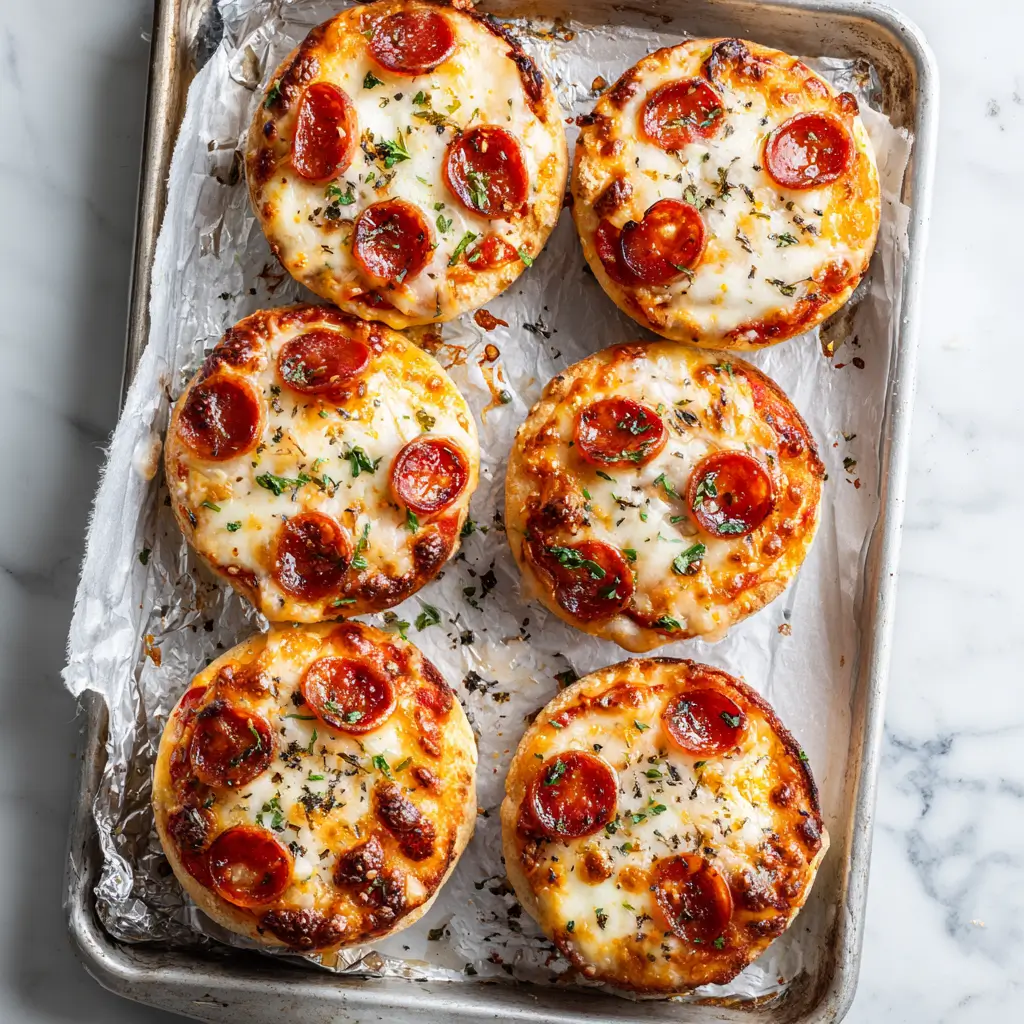 Freezer-friendly English Muffin Pizzas stored for meal prep