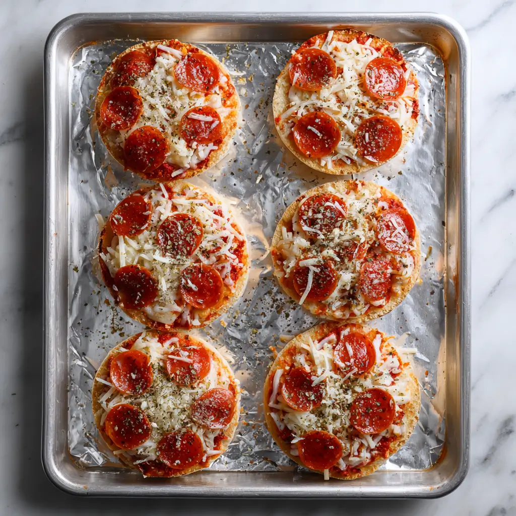 Step-by-step process of making English Muffin Pizzas