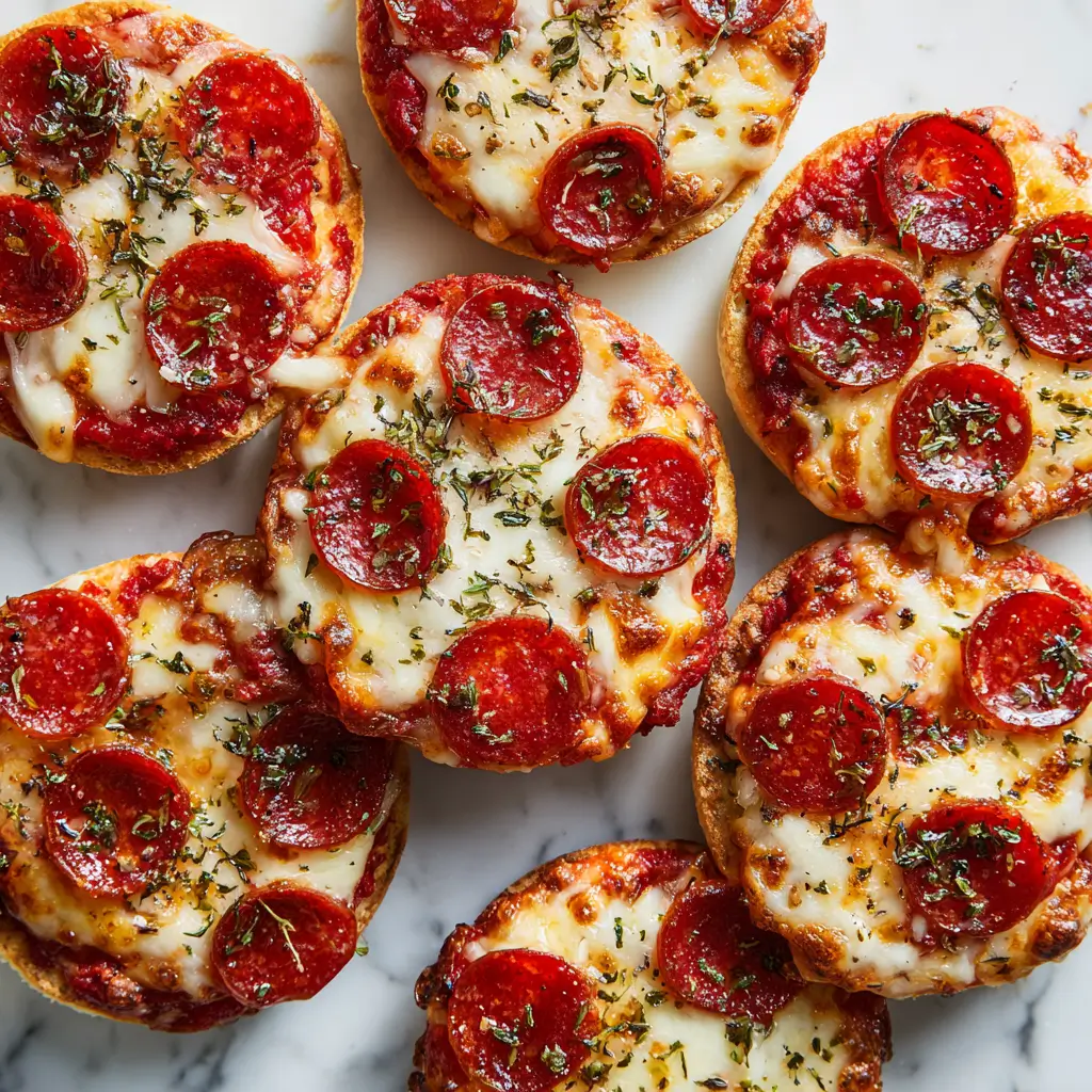 Homemade English Muffin Pizzas fresh from the oven