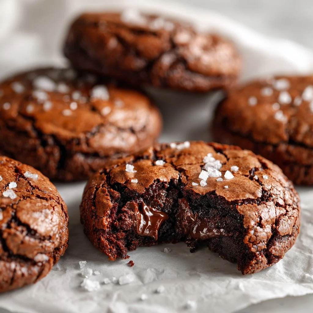 Delicious fudgy chewy browkies served on a plate, showcasing their rich texture.