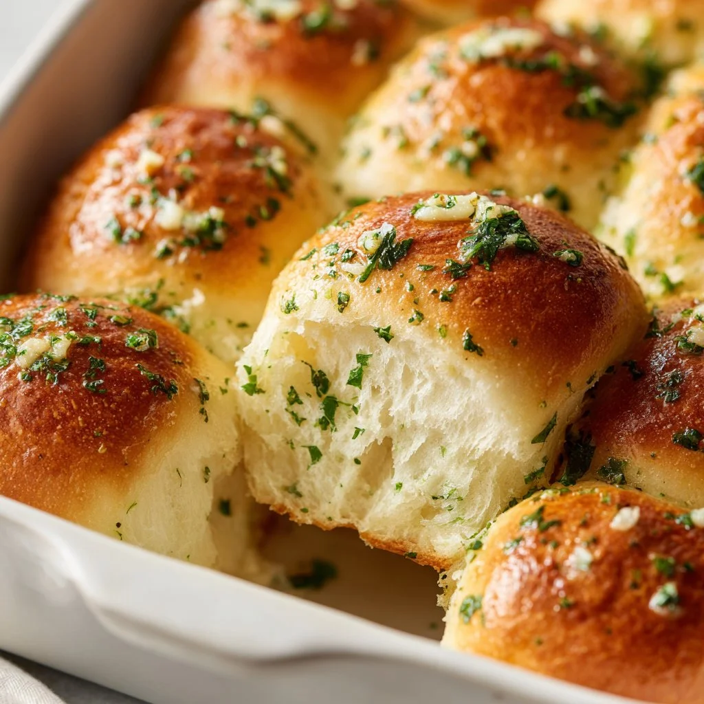 Delicious homemade Garlic Bread Rolls served warm and fresh from the oven