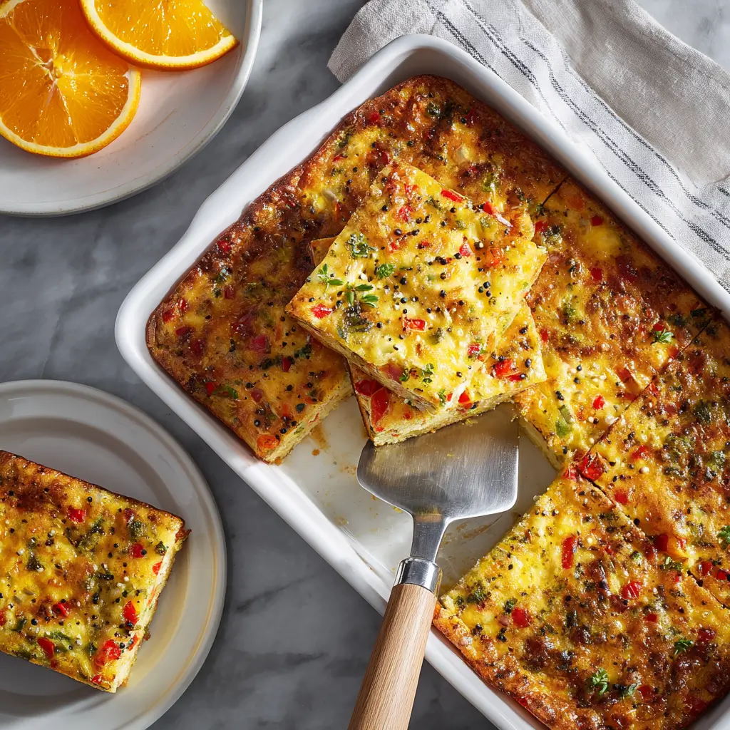 Layering Ham and Cheese Breakfast Casserole in a dish