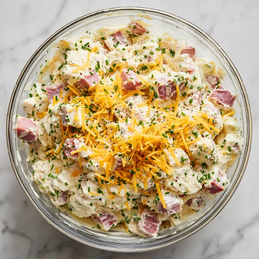 folding batter for ham and cheese breakfast muffins