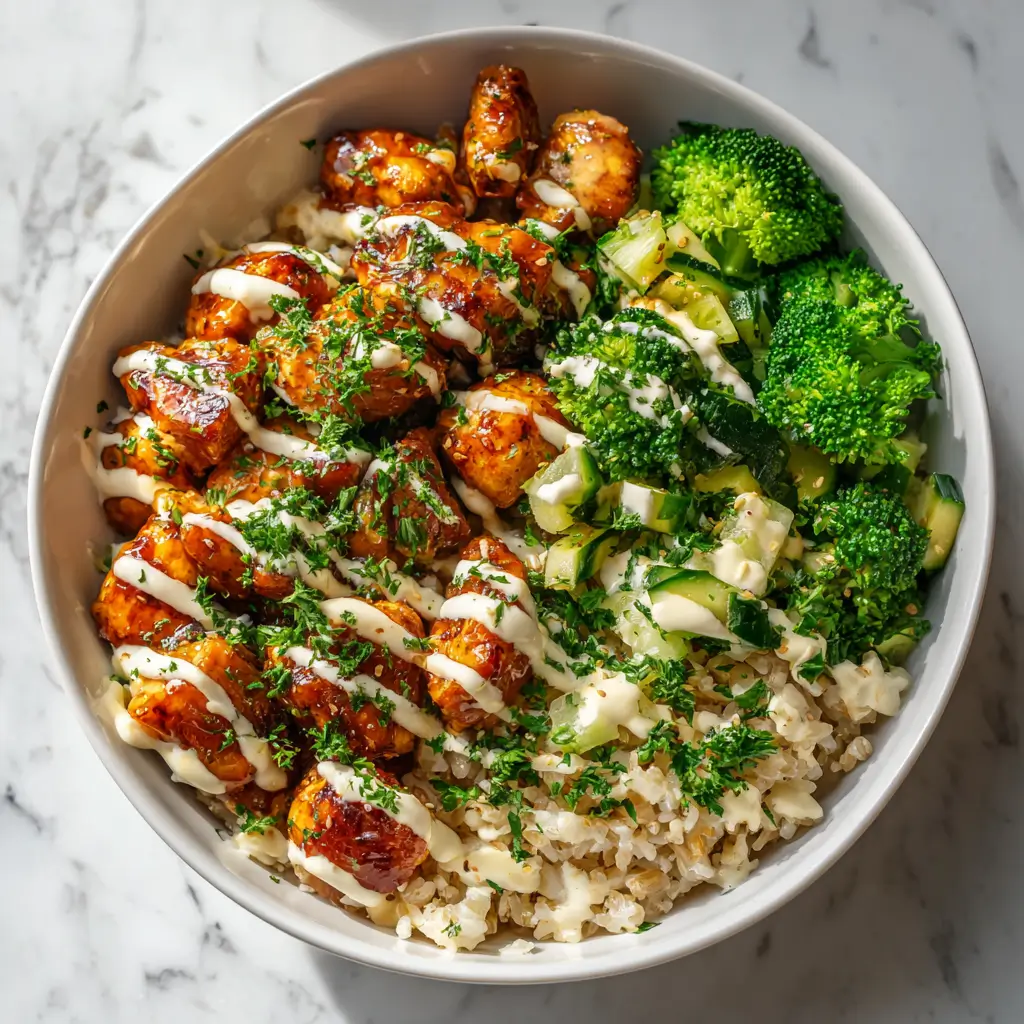 Hot Honey Chicken Bowl with Sweet Potatoes and Bacon