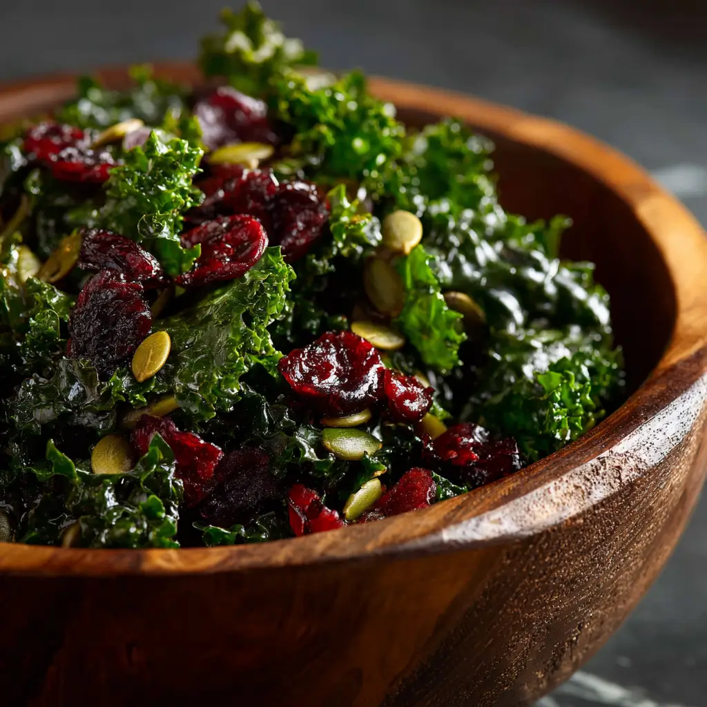 Kale and Cranberry Autumn Salad with Pumpkin Seeds – Fall Harvest Salad