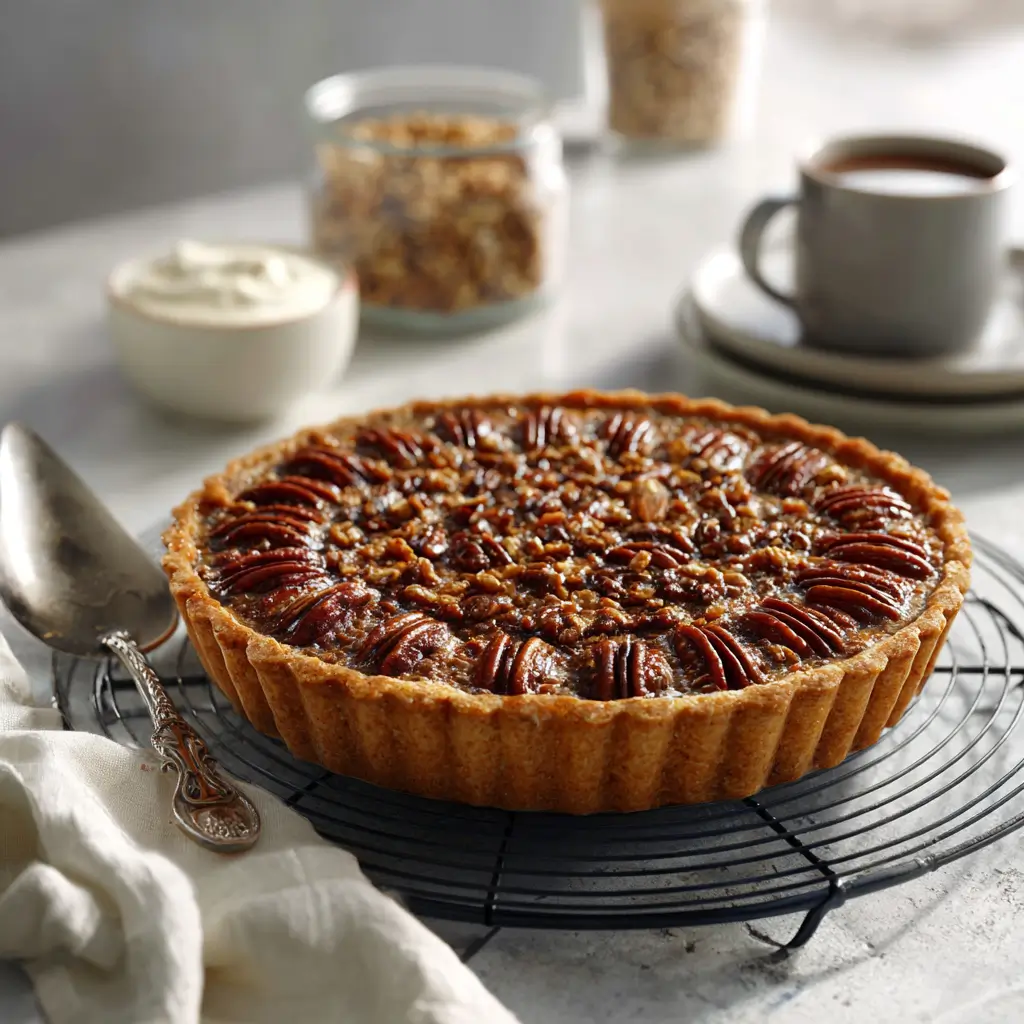 Maple Pecan Tart with Buttery Shortbread Crust – Thanksgiving Dessert