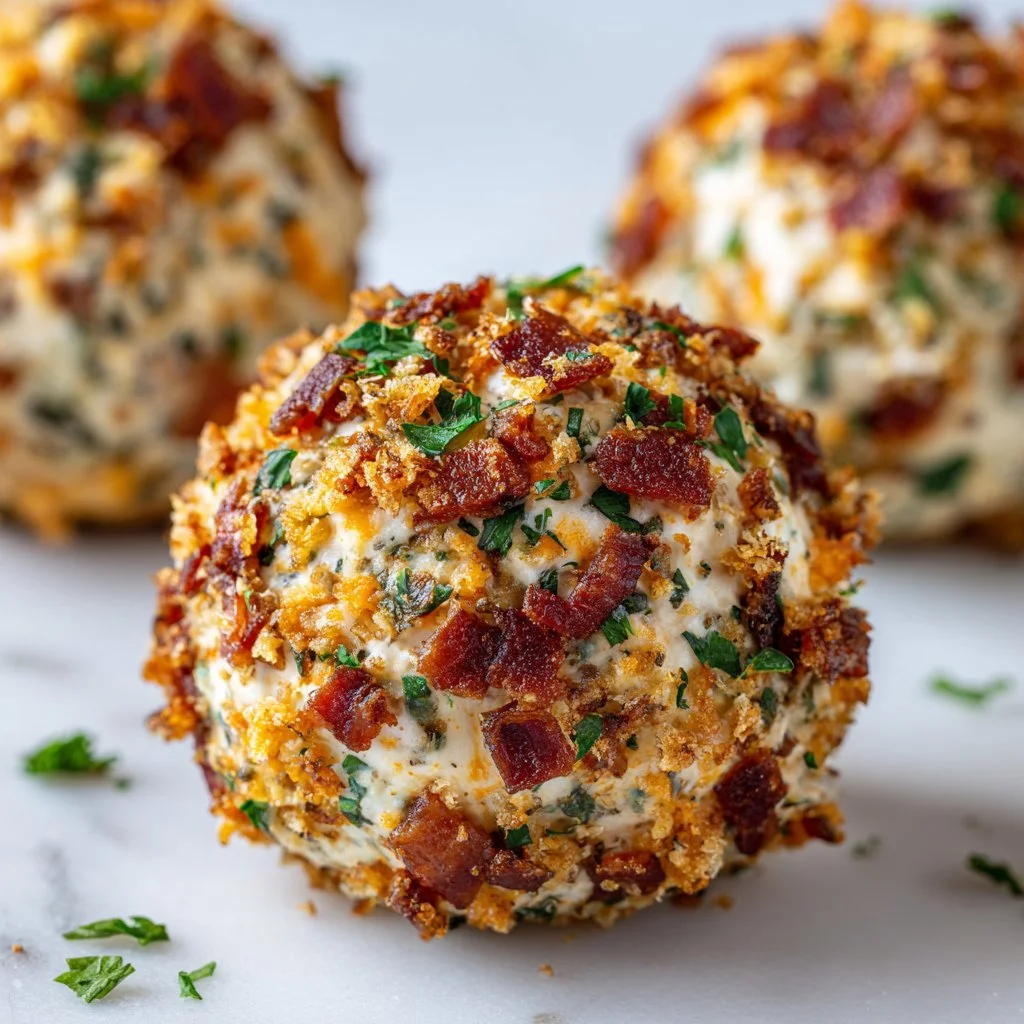 Mini Bacon Ranch Cheeseballs appetizer for parties and gatherings