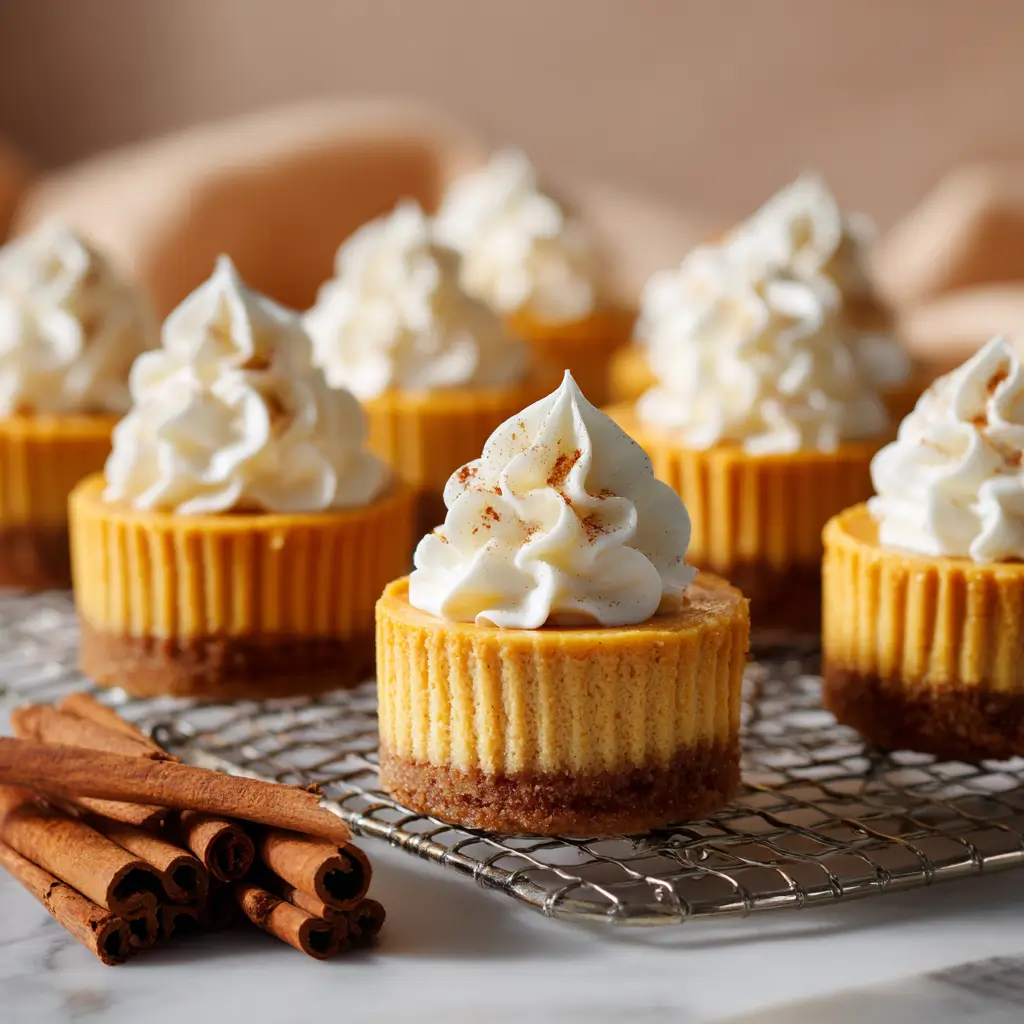 Mini Pumpkin Cheesecakes with Caramel Drizzle – Thanksgiving Dessert