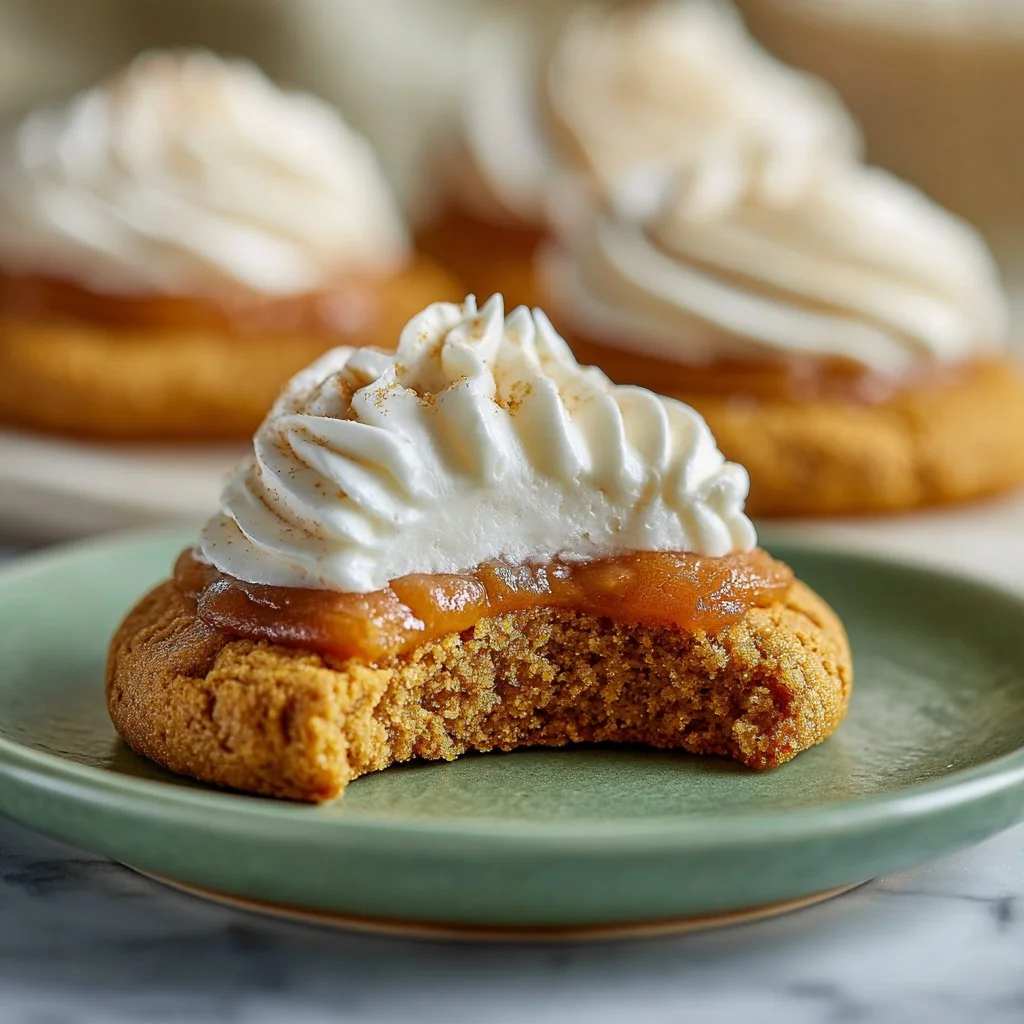 Delicious homemade Pumpkin Pie Cookies on a rustic wooden table