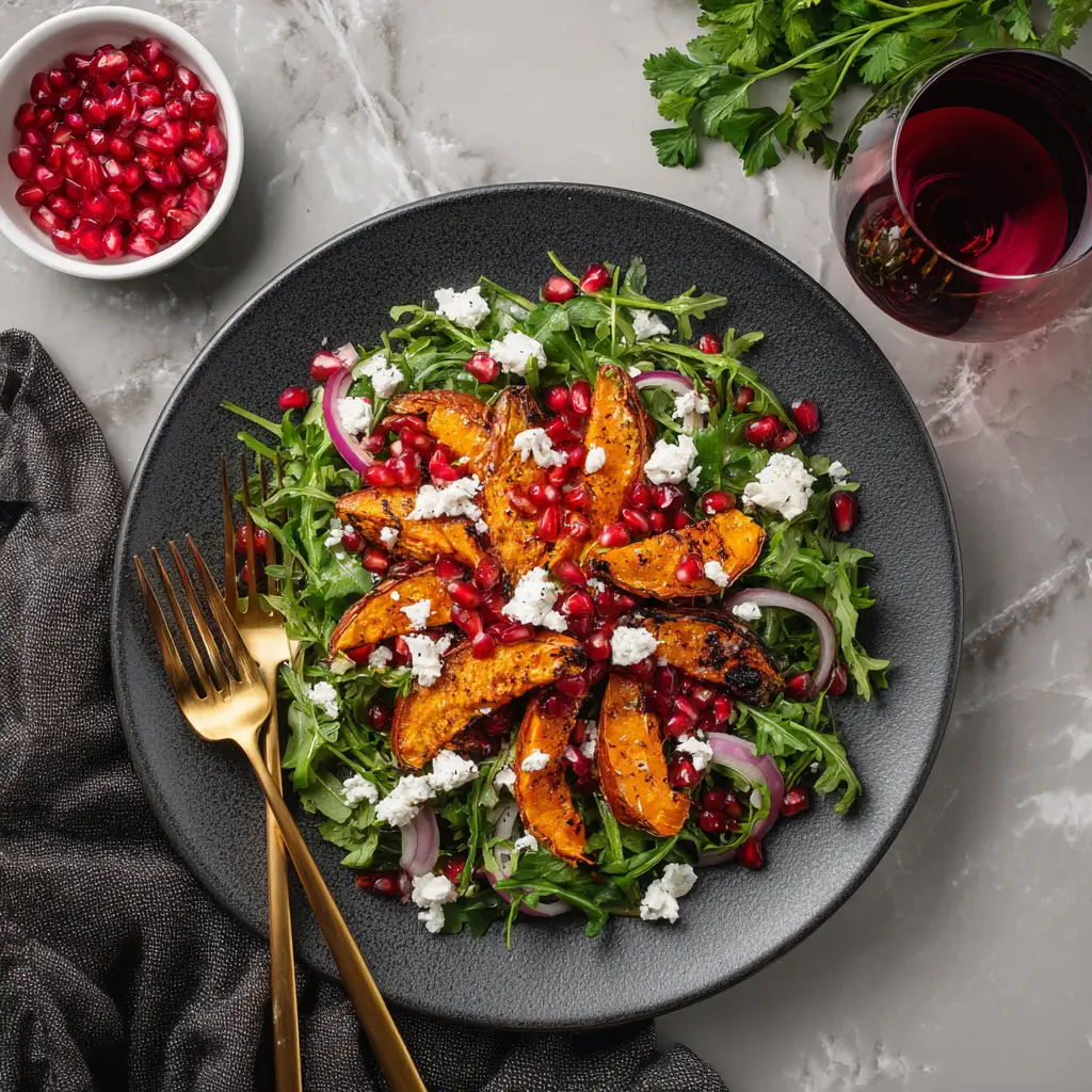 Roasted Sweet Potato & Goat Cheese Salad with Pomegranate – Fall Harvest Salad