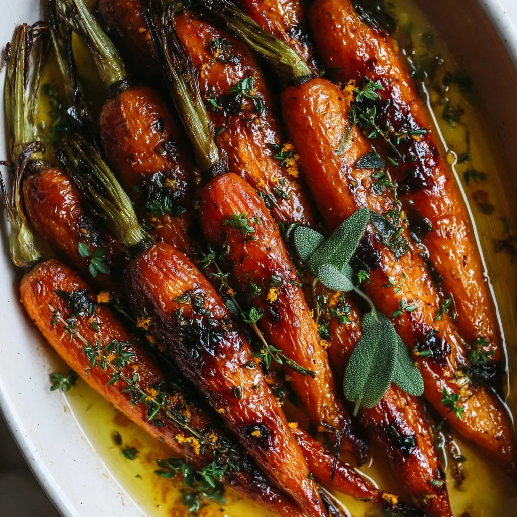 Roasted Thanksgiving carrots seasoned and glazed for a festive holiday dish.