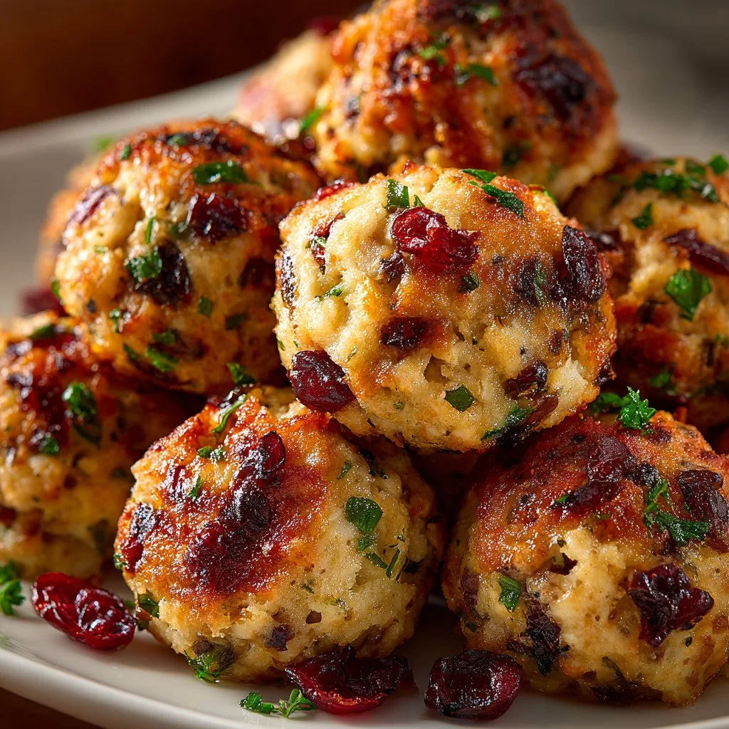 Simple Cranberry Turkey Stuffing Balls for festive holiday meals