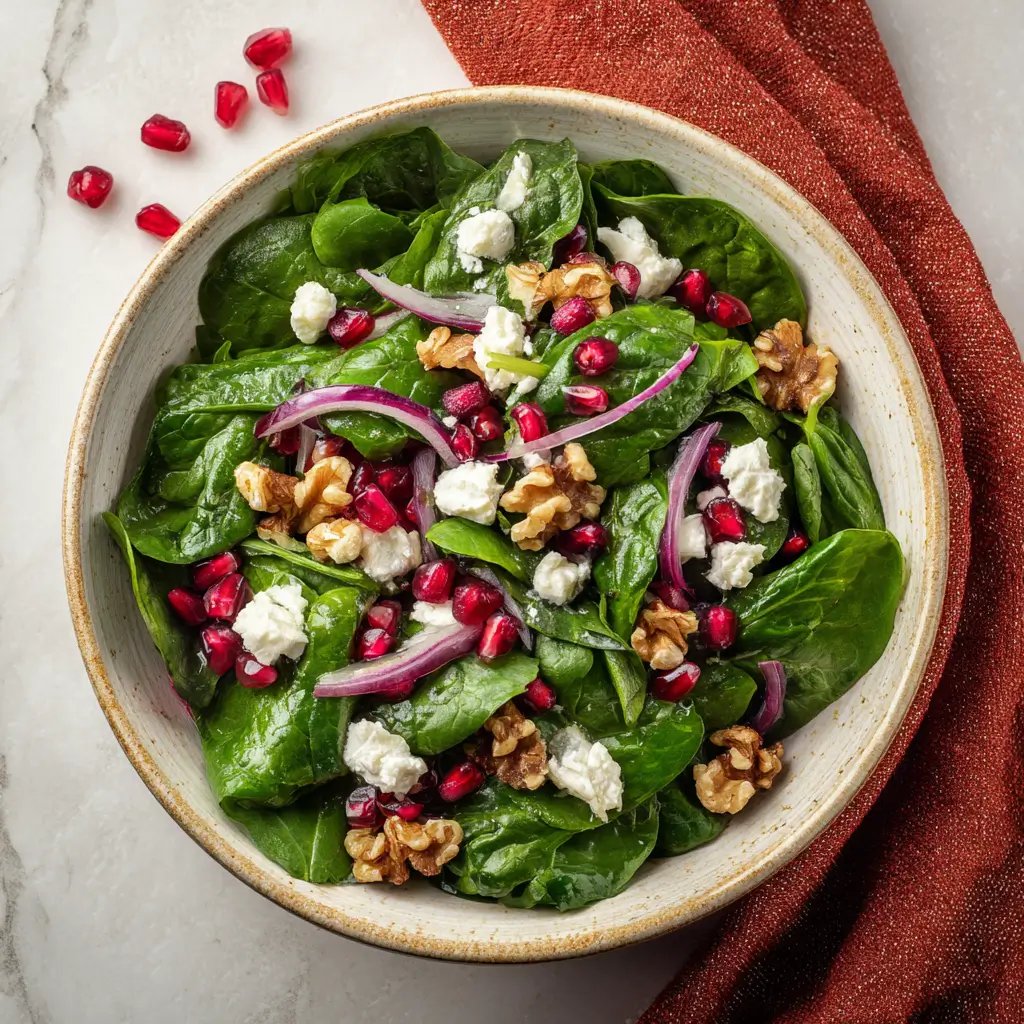 Spinach Pomegranate Feta Salad – Fresh Fall Harvest Salad