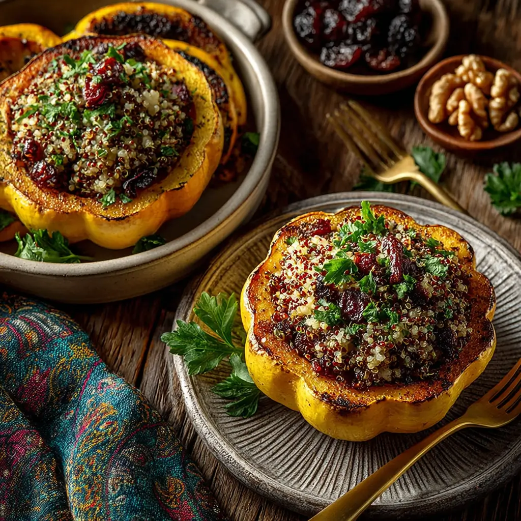 Stuffed Acorn Squash with Quinoa and Cranberries – Healthy Fall Dinner