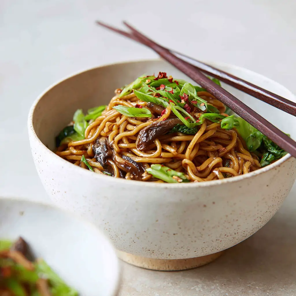 Teriyaki sauce being whisked for Teriyaki Stir Fry Noodles
