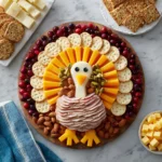 Beautiful Thanksgiving charcuterie board with seasonal fruits, cheeses, and meats