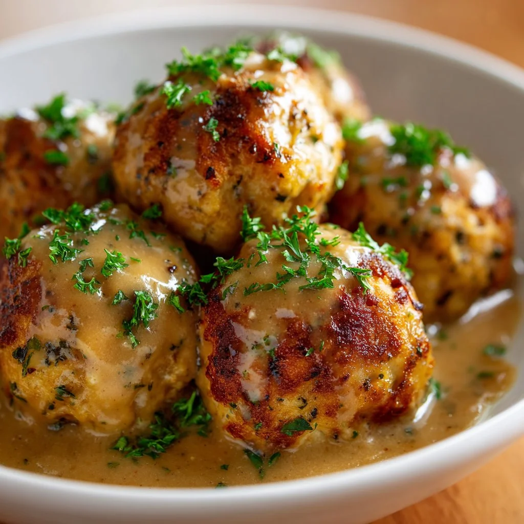 Delicious Thanksgiving stuffing balls served on a festive table