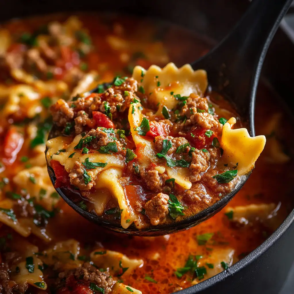 Variations of slow cooker lasagna soup including vegetarian and dairy-free options