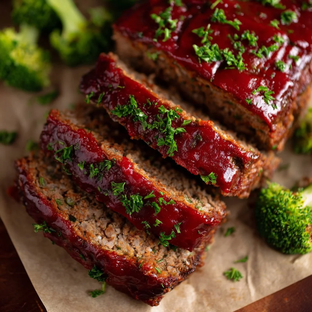 Delicious air fryer meatloaf served on a plate with vegetables