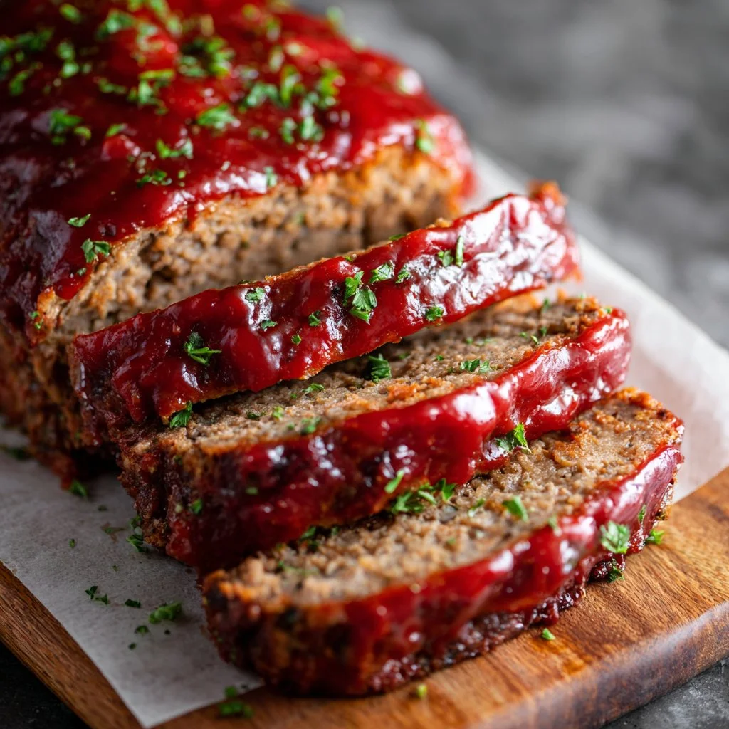 Delicious classic homestyle meatloaf served with mashed potatoes and gravy