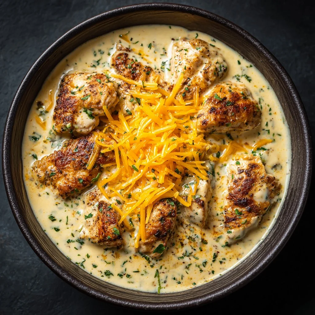 Creamy ranch chicken served in a slow cooker for a convenient family meal.