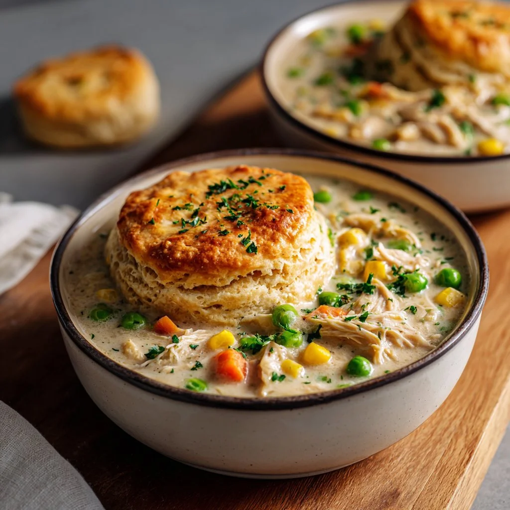 Crock Pot Chicken Pot Pie served in a rustic bowl, perfect for a cozy dinner