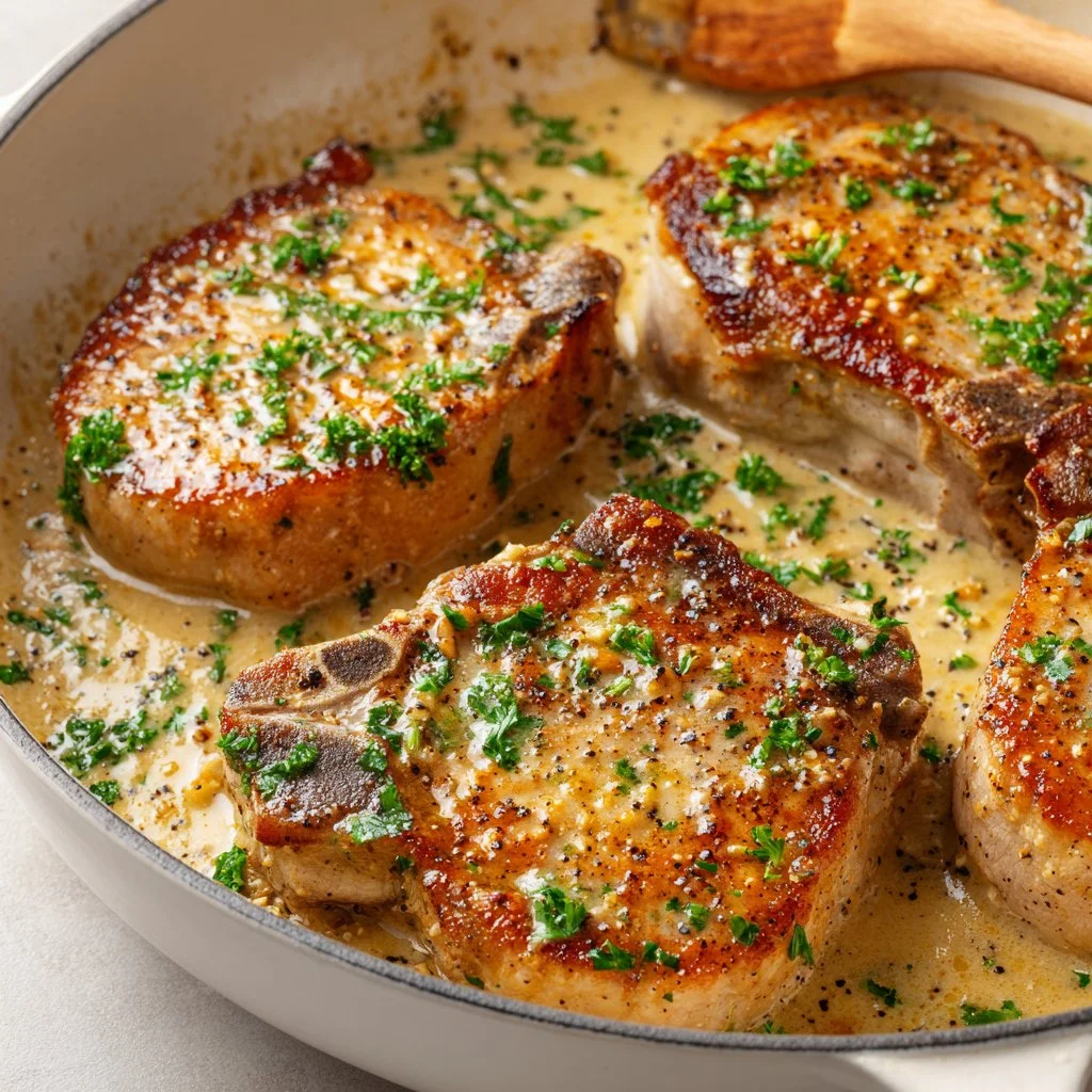 Delicious Garlic Parmesan Pork Chops ready to serve
