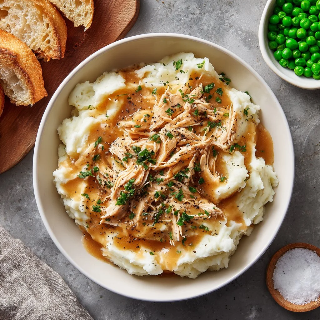 Delicious homestyle chicken and gravy served on a plate