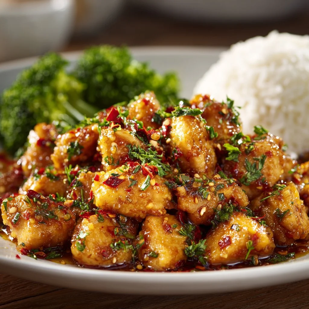 Delicious Honey Garlic Chicken served with colorful vegetables on a plate.