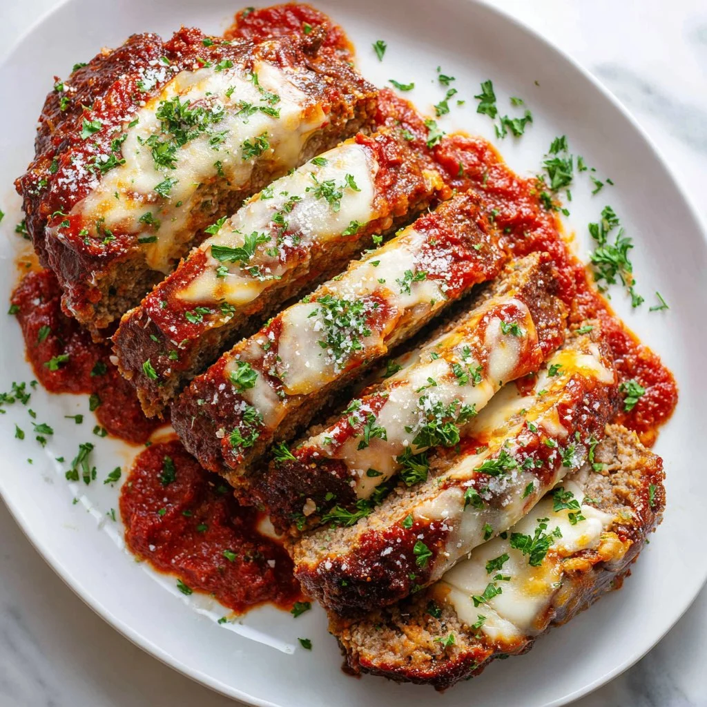 Delicious Italian meatloaf garnished with herbs and spices