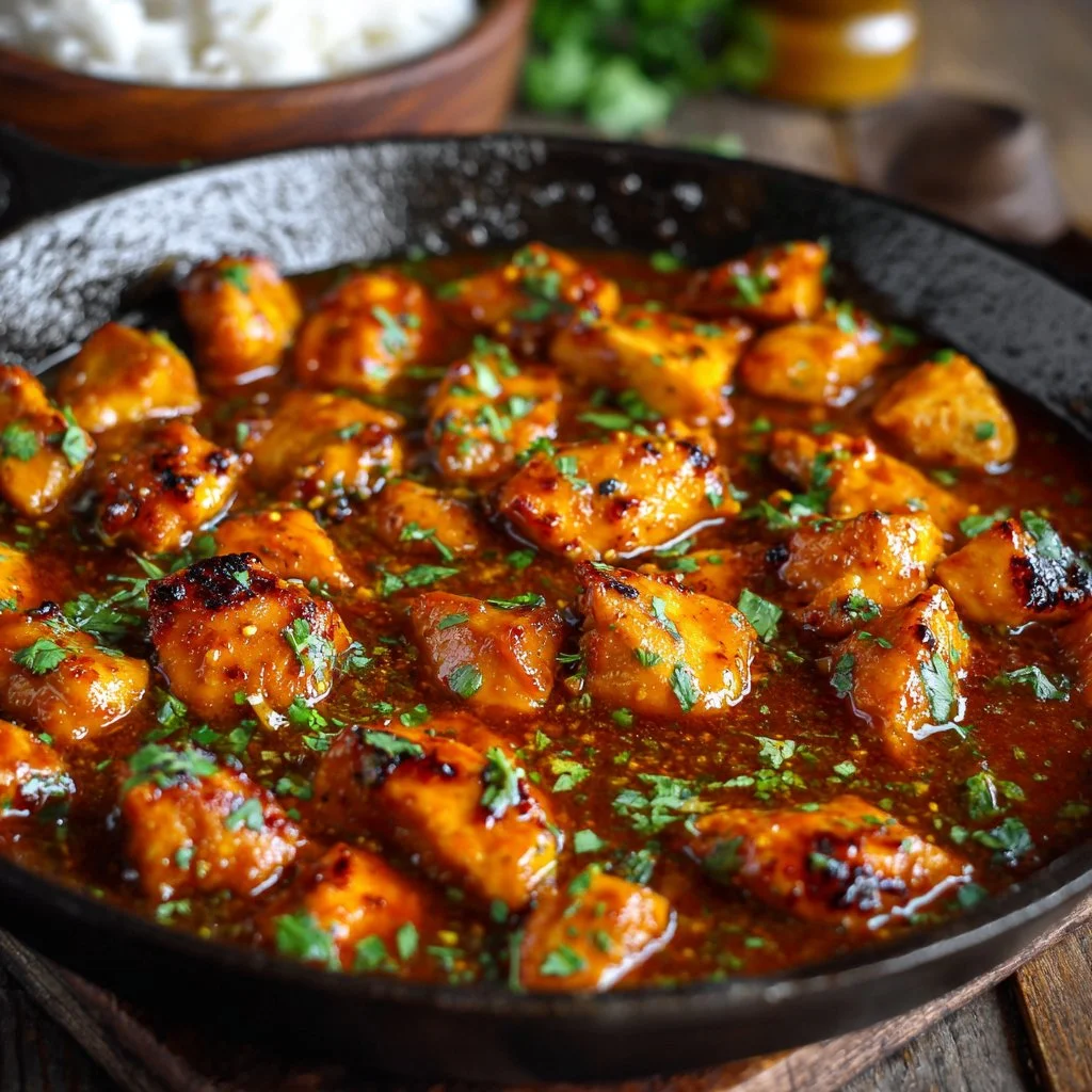 Delicious Texas Roadhouse Butter Chicken Skillet served in a skillet.