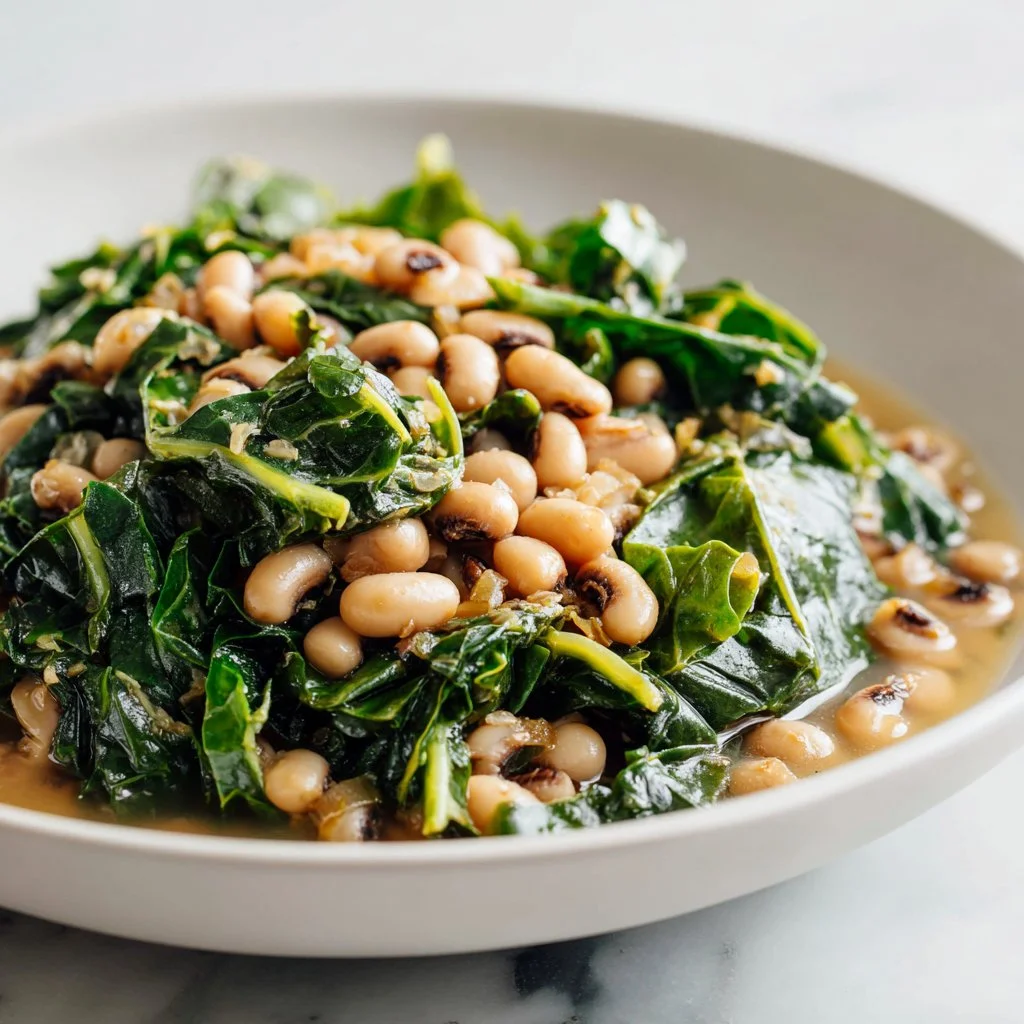 Delicious dish of black-eyed peas and greens, a Southern culinary classic.