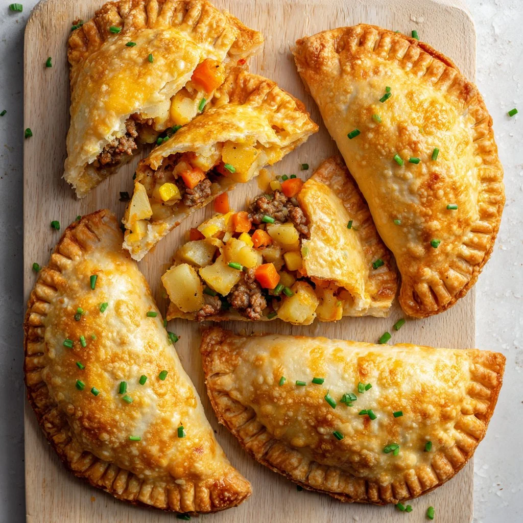 Cajun Potato and Cheddar Sausage Hand Pies on a table