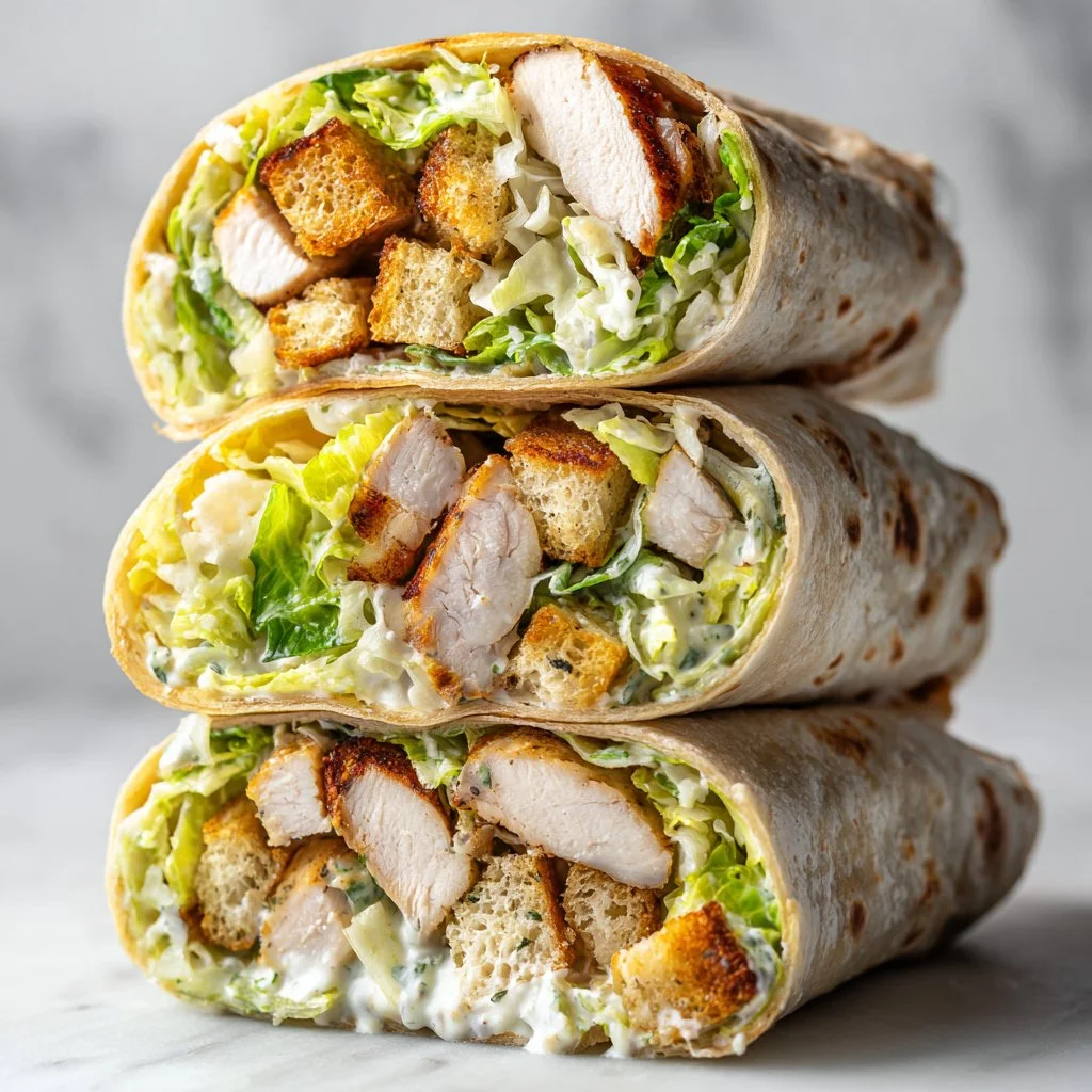 Delicious Chicken Caesar Wrap with fresh ingredients and creamy dressing