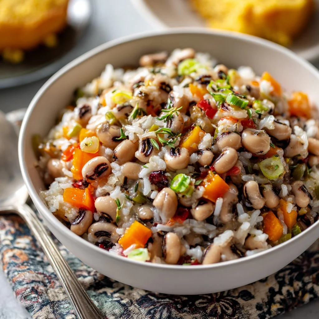 Classic Southern Black Eyed Peas and Rice Recipe served in a bowl