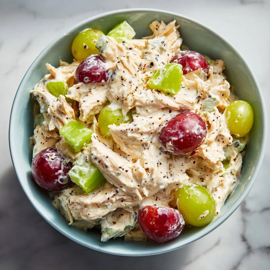 Creamy Cottage Cheese Chicken Salad with fresh ingredients and high protein content