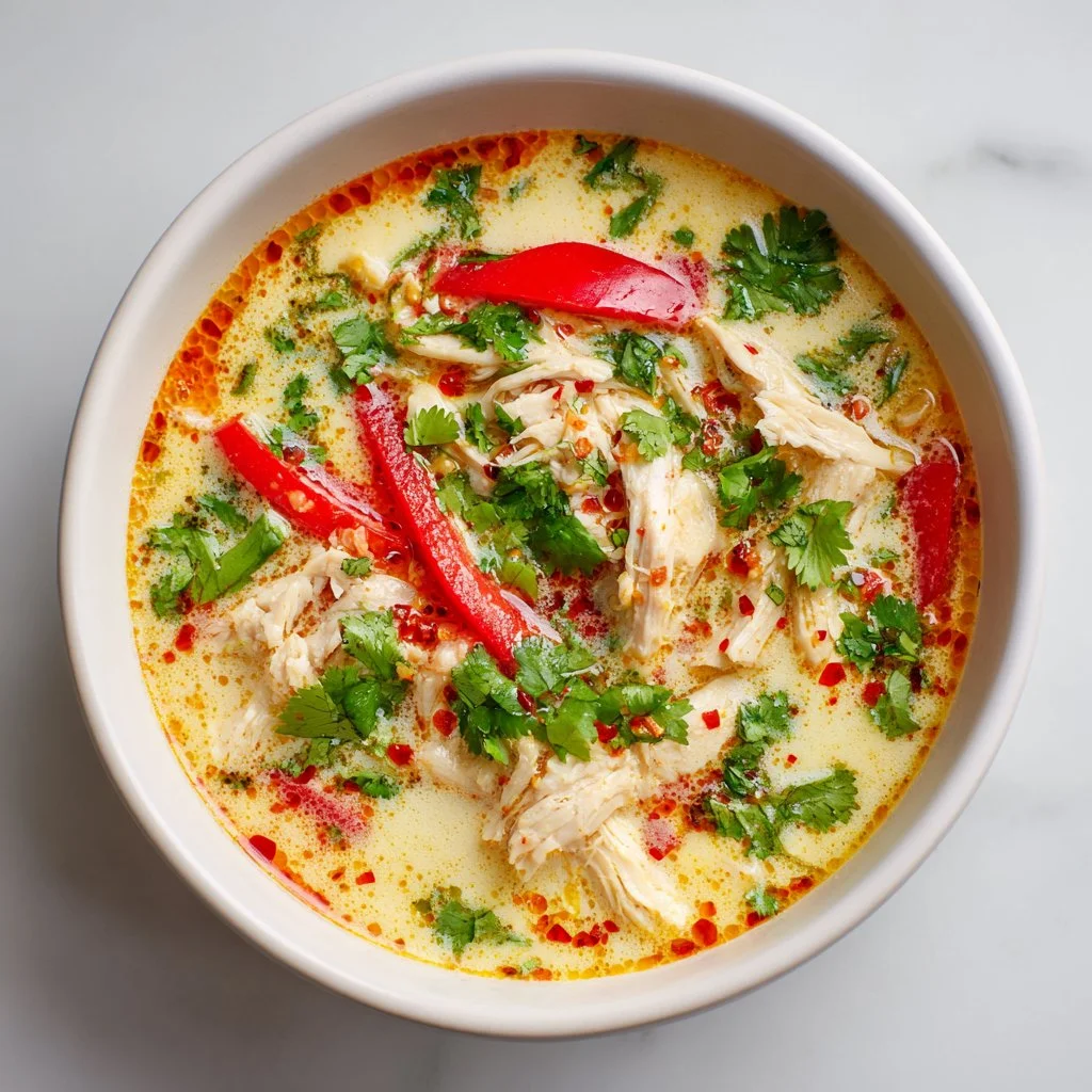 Creamy Thai Coconut Chicken Soup in a crockpot