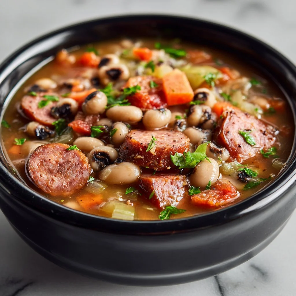 Bowl of Crock Pot Hoppin' John with black-eyed peas and rice