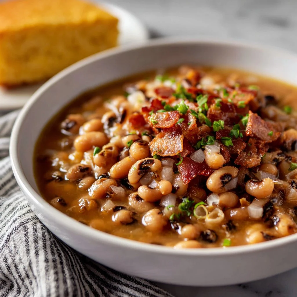 Delicious easy black eyed peas recipe for New Year's good luck.