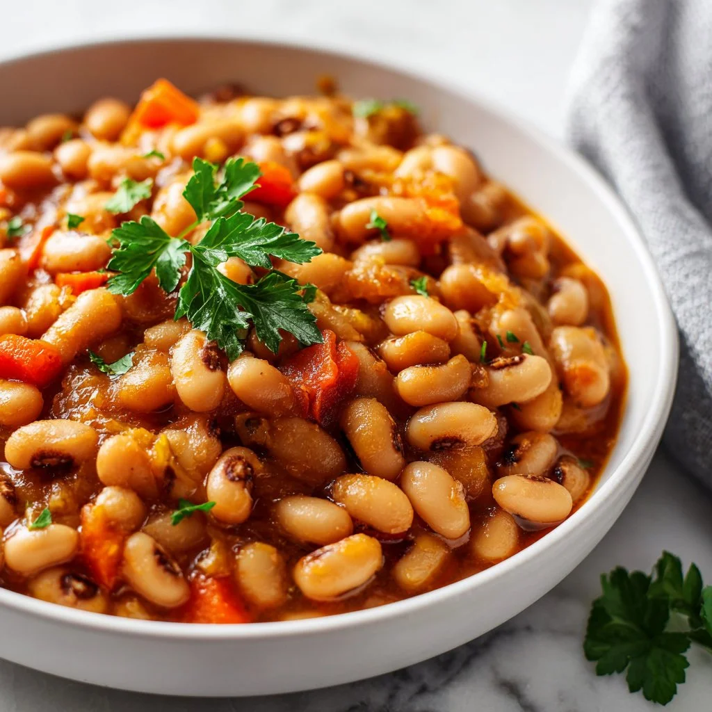 Cooked fast and easy frozen black-eyed peas in a bowl ready to serve.