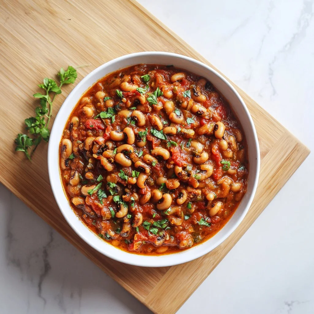 Delicious Instant Pot black-eyed peas served in a bowl with herbs