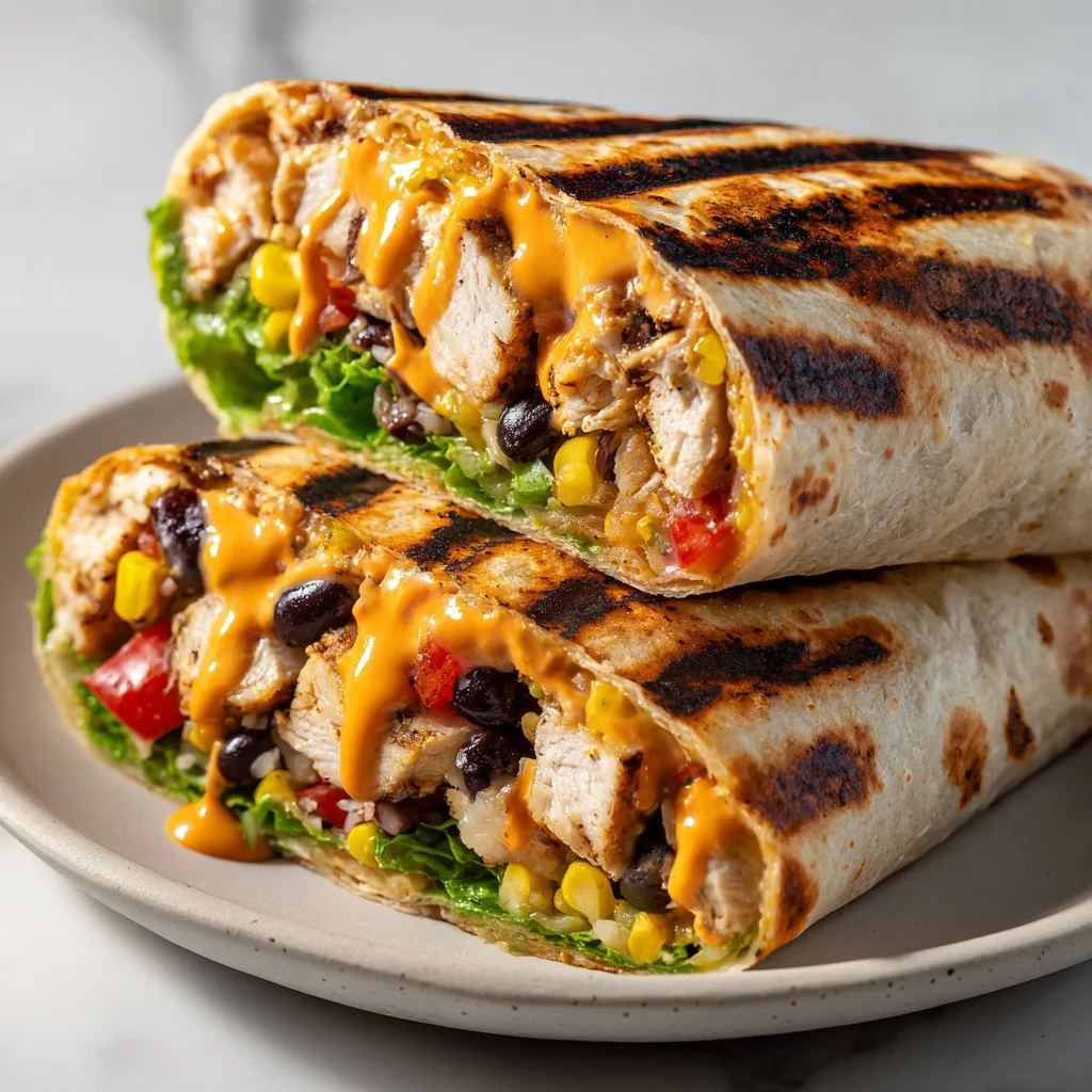 Delicious Southwest Chicken Wrap with vibrant ingredients and spices
