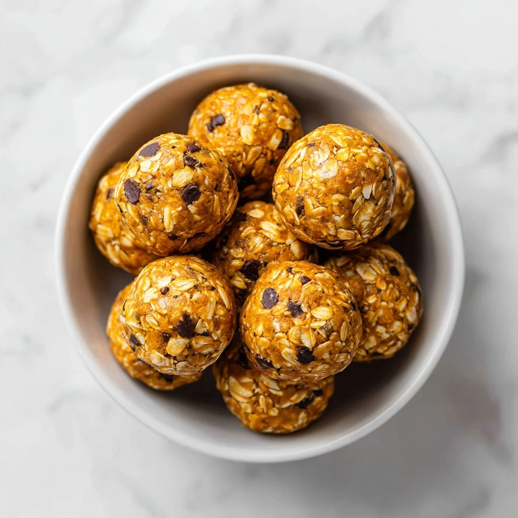 Healthy pumpkin protein balls on a wooden table