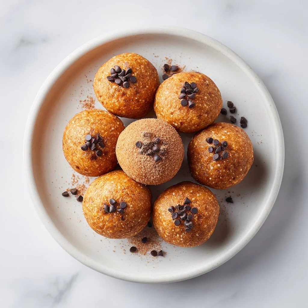 Delicious healthy pumpkin protein balls on a wooden table